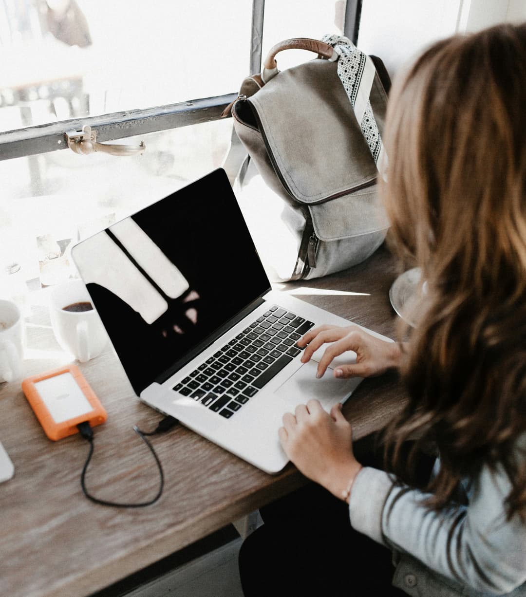 Girl working at computer