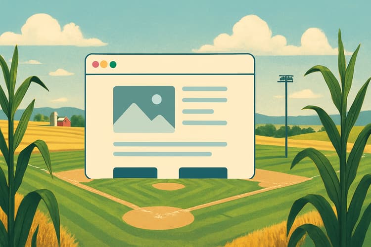 A clean baseball field with no audience, symbolizing a website with no traffic