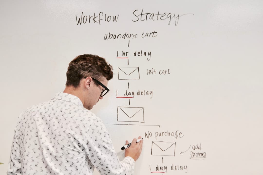 Man drawing on whiteboard