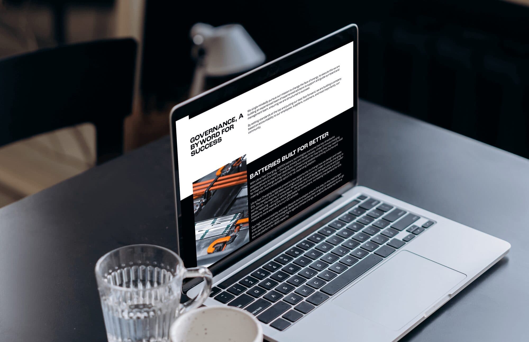 Laptop displaying the Desten website